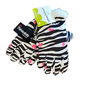 NWT adorable Jumping Beans zebra print Thinsulate gloves